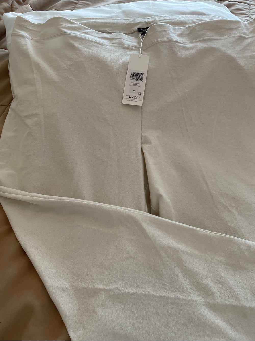 Eileen Fisher Cream Straight-Leg Pants